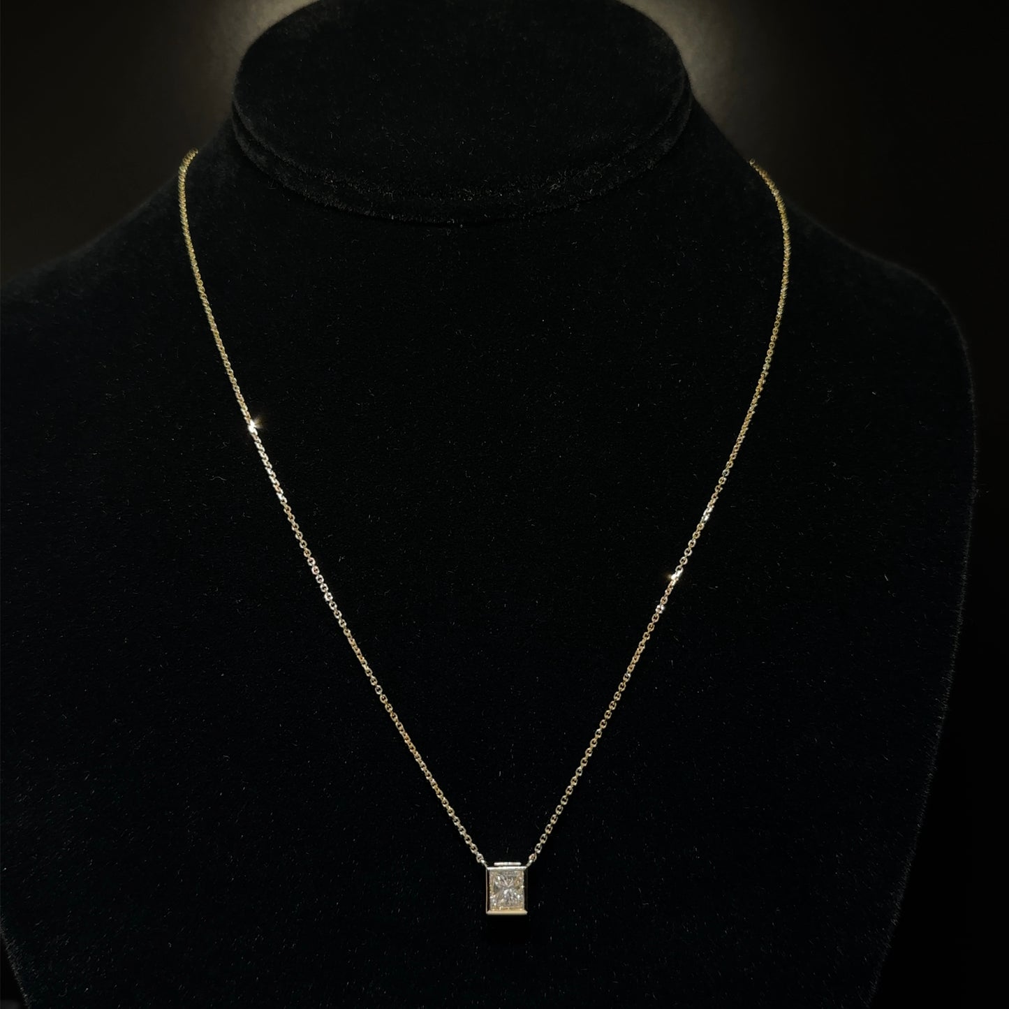 Single Princess Diamond Pendant - 14k Gold