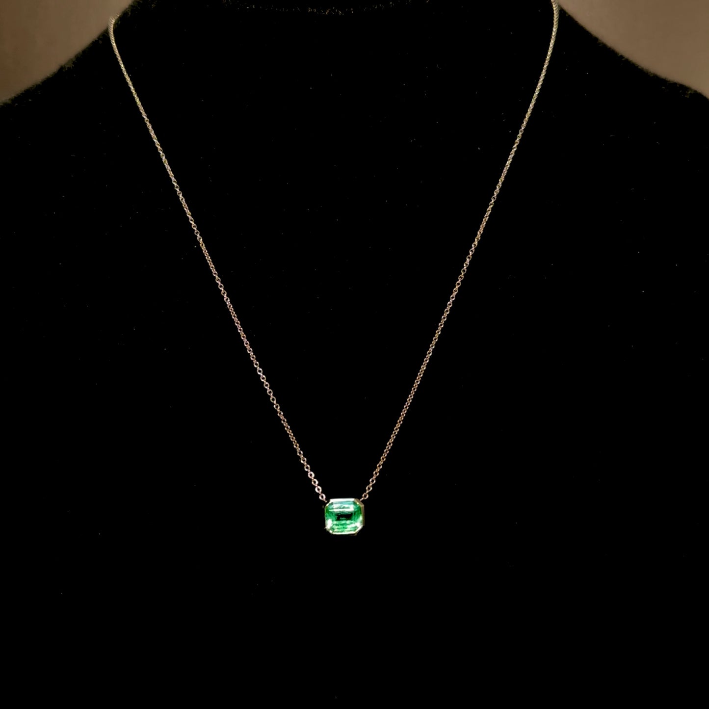 1.40 Carat Colombian Bezel Emerald Pendant - 14k Gold