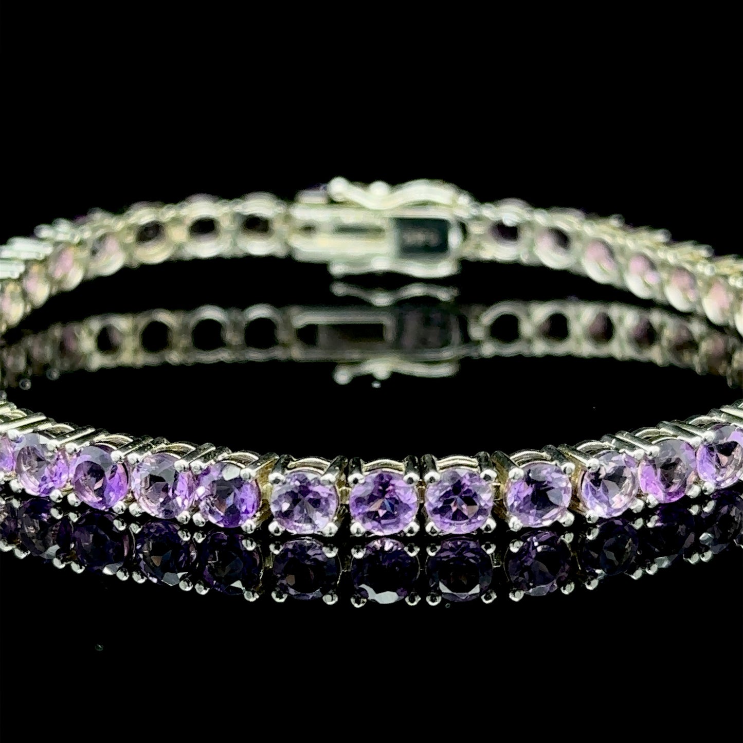 10.51 Carat Amethyst Tennis Bracelet - 14k White Gold