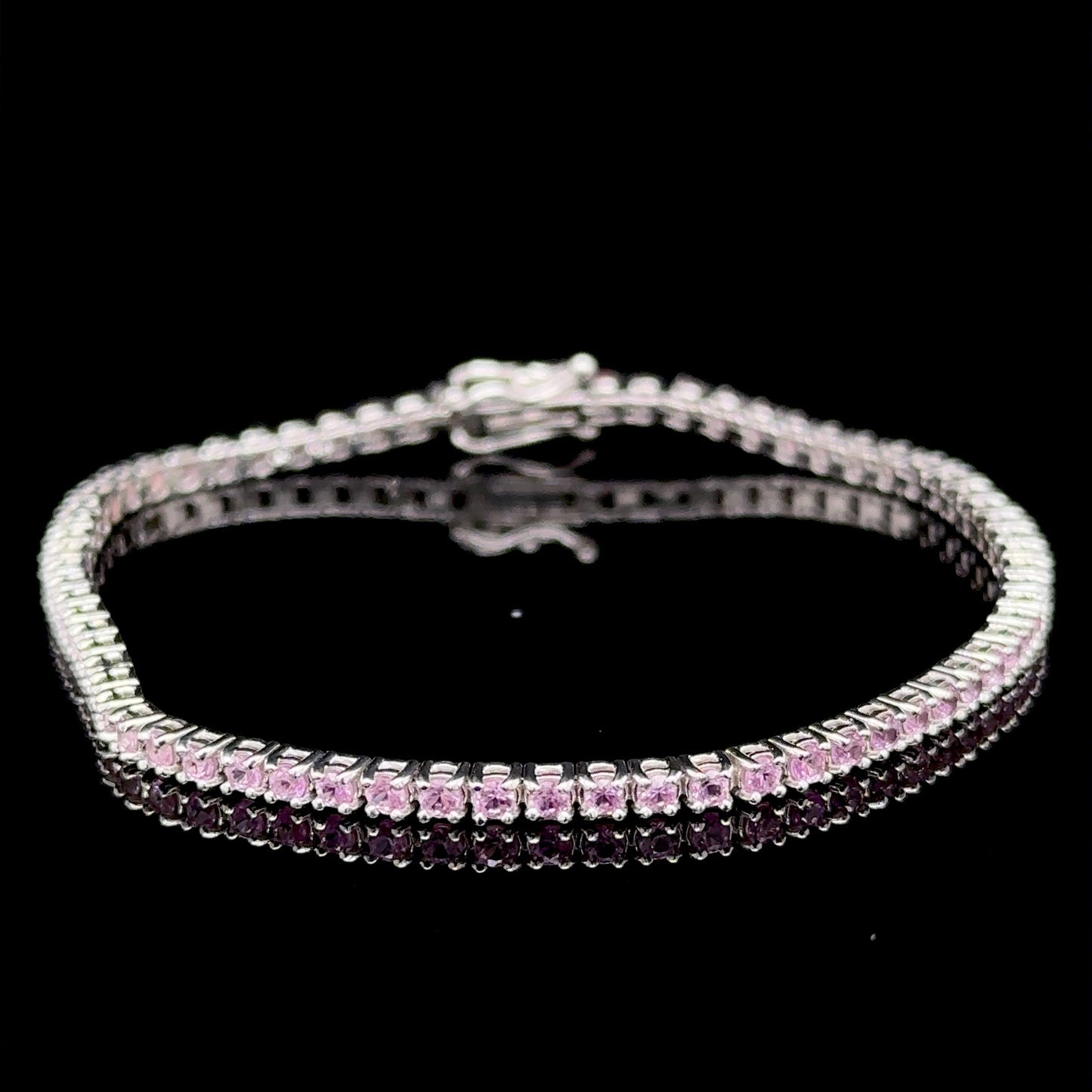 2.70 Carat Pink Sapphire Tennis Bracelet - 14k White Gold