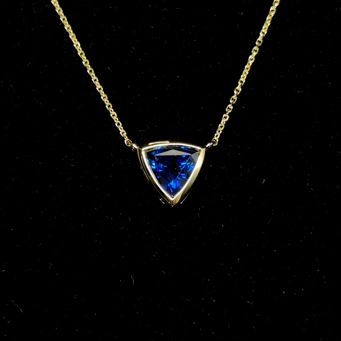 3.26 Carat Trillion Sapphire Pendant - 14k Gold
