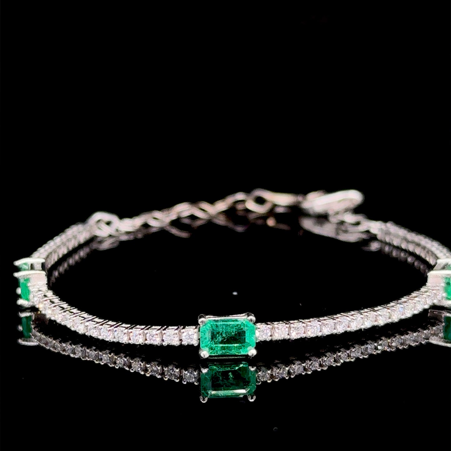 Emerald & Diamond Tennis Bracelet