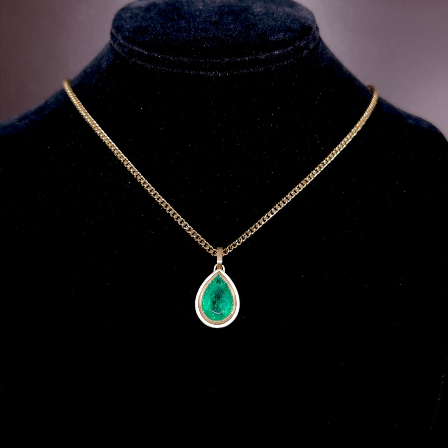 Colombian Emerald Bezel Pendant - 14k Gold