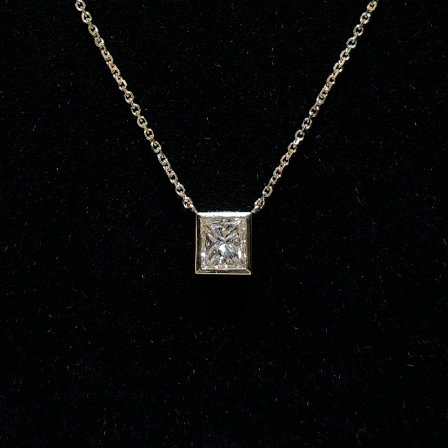 Single Princess Diamond Pendant - 14k Gold