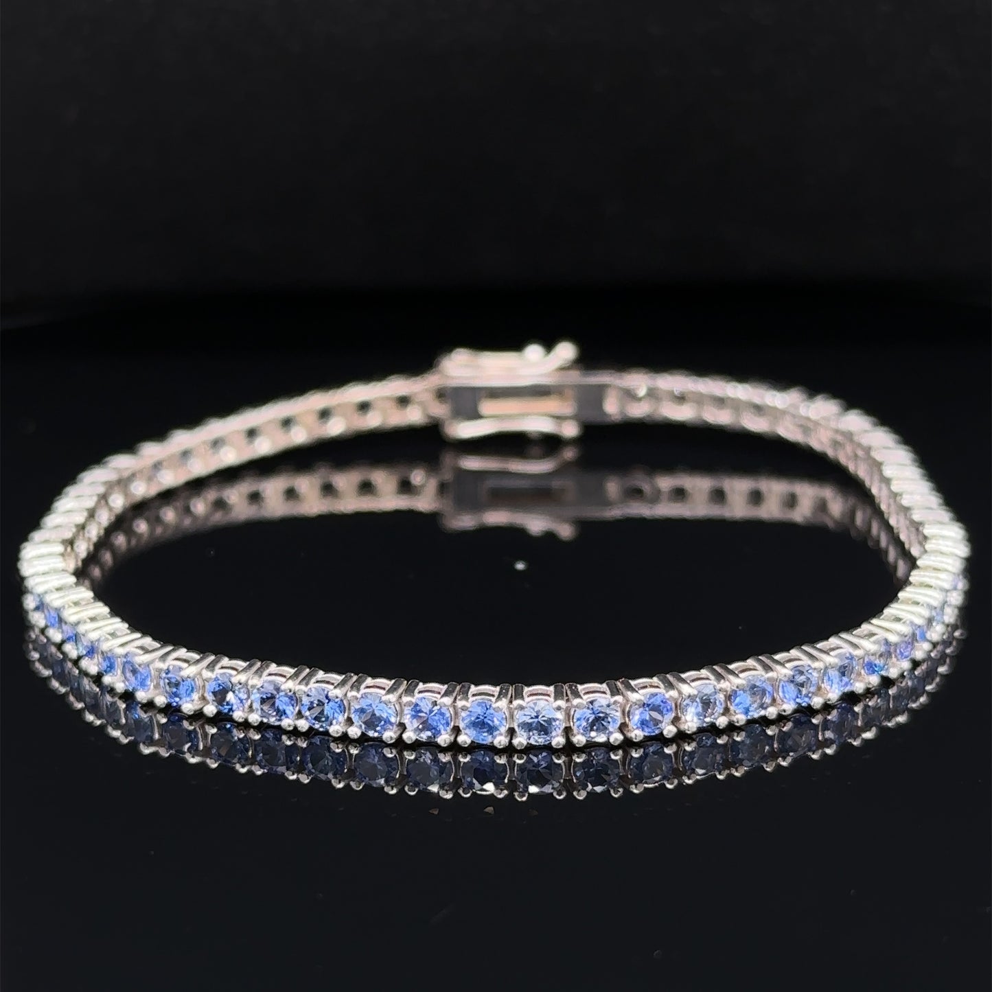 4.30 Carat Ombré Sapphire Tennis Bracelet - 14k White Gold