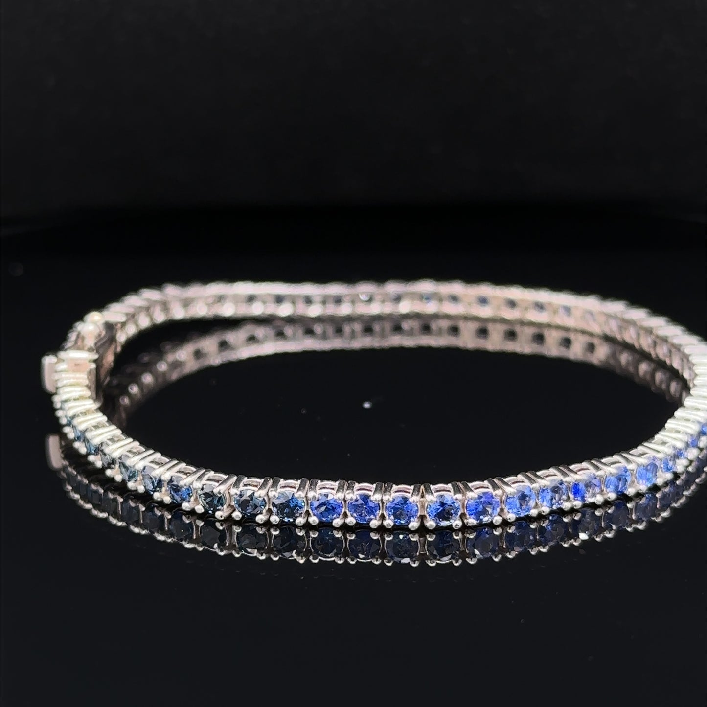 4.30 Carat Ombré Sapphire Tennis Bracelet - 14k White Gold