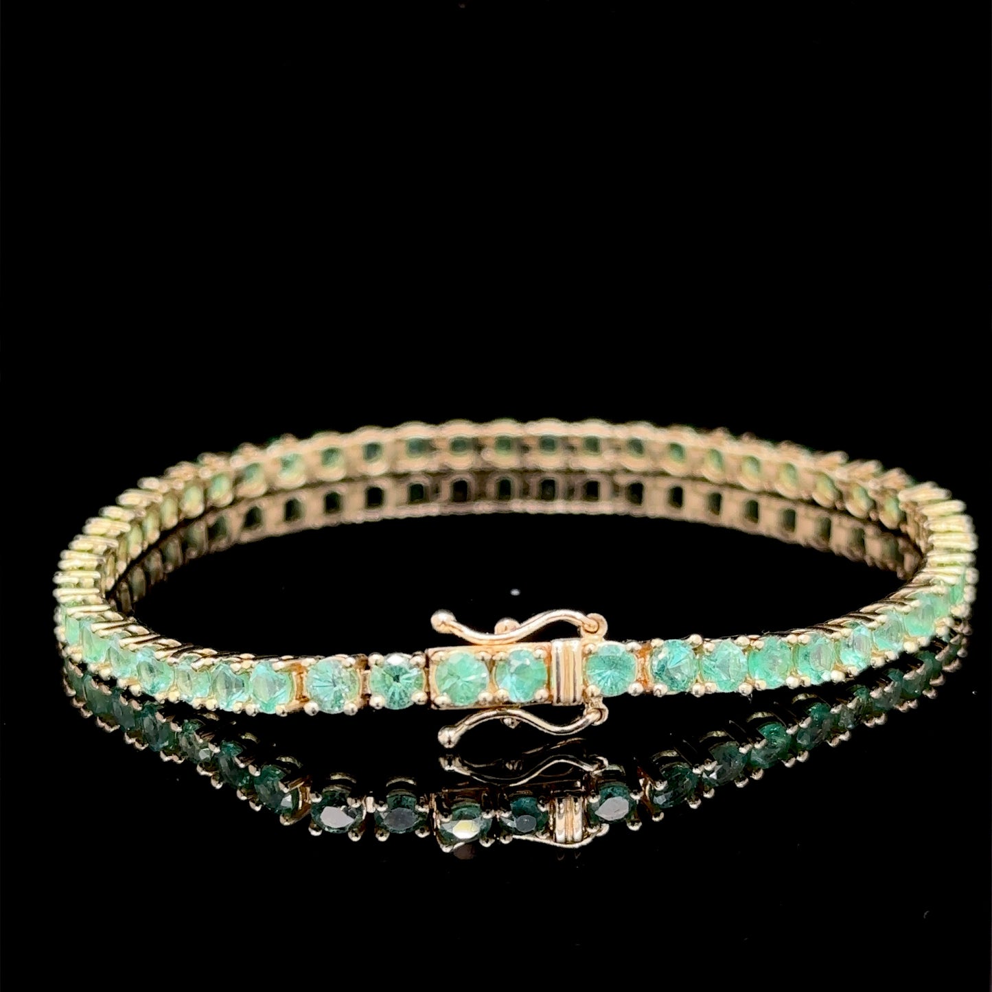 5.10 Carat Emerald Tennis Bracelet - 14k Yellow Gold