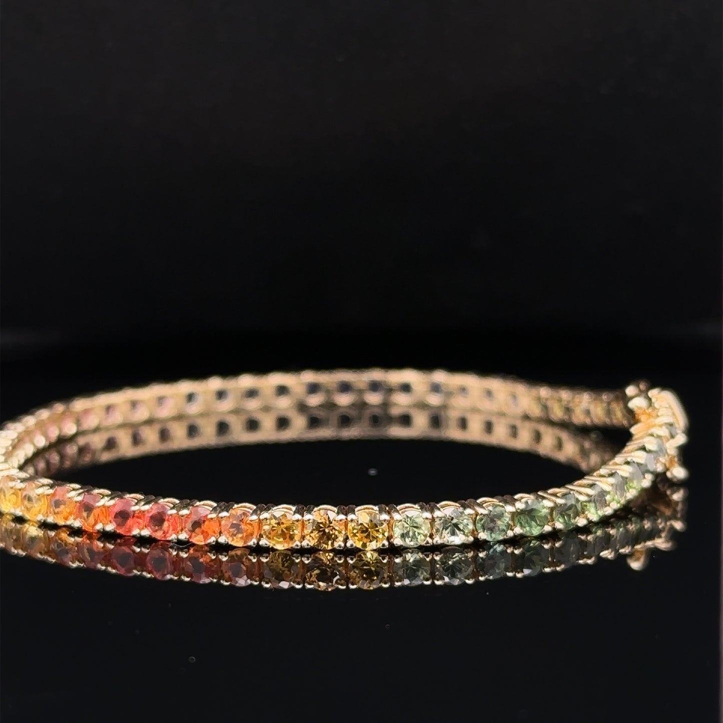 7.10 Carat Rainbow Ombre Sapphire Bracelet - 14k Gold