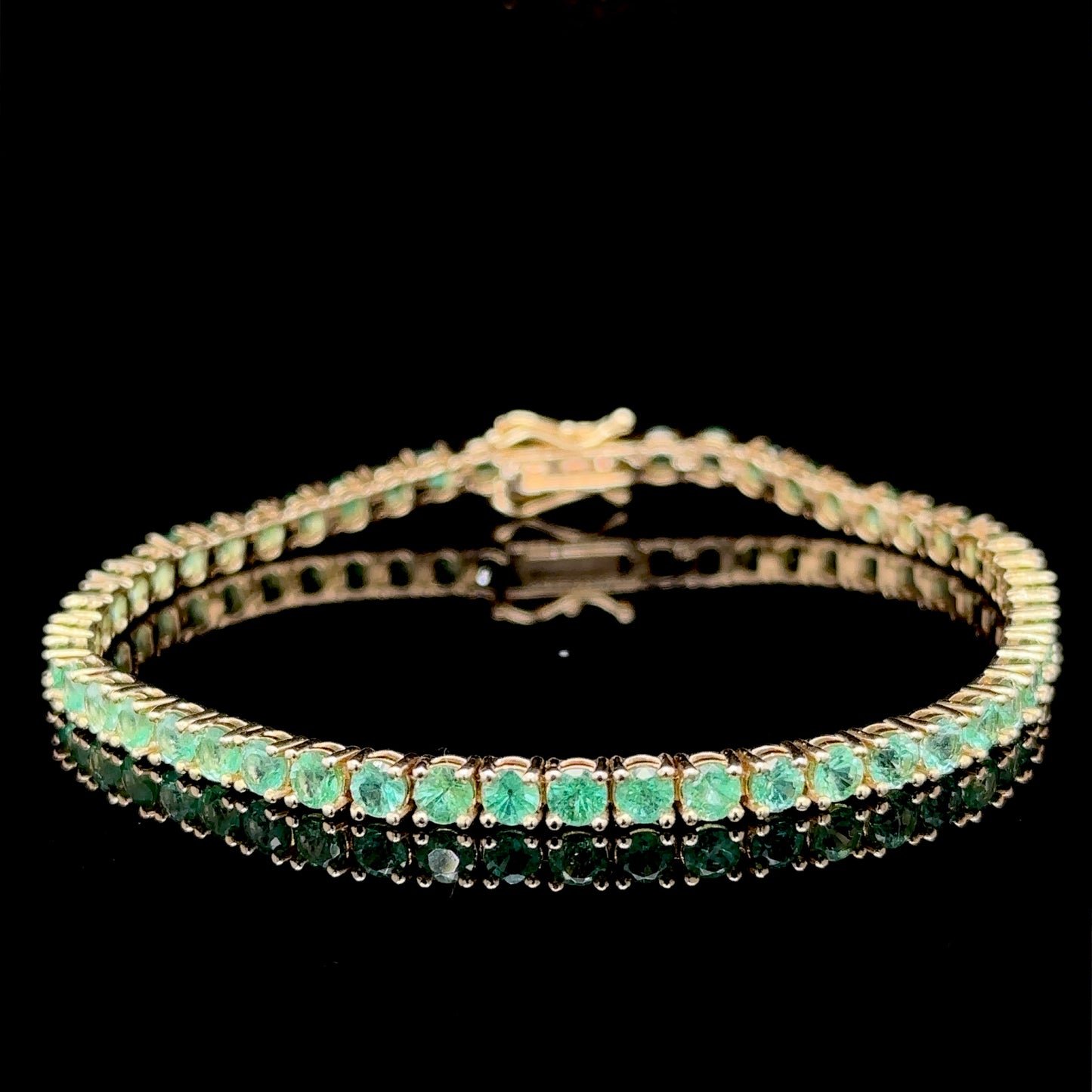 5.10 Carat Emerald Tennis Bracelet - 14k Yellow Gold