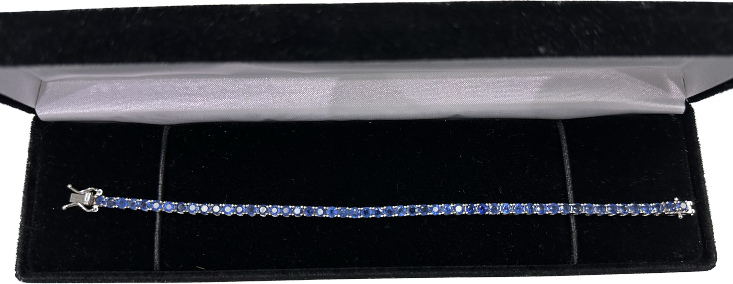 9 Carat Blue Sapphire Bracelet - 14k White Gold