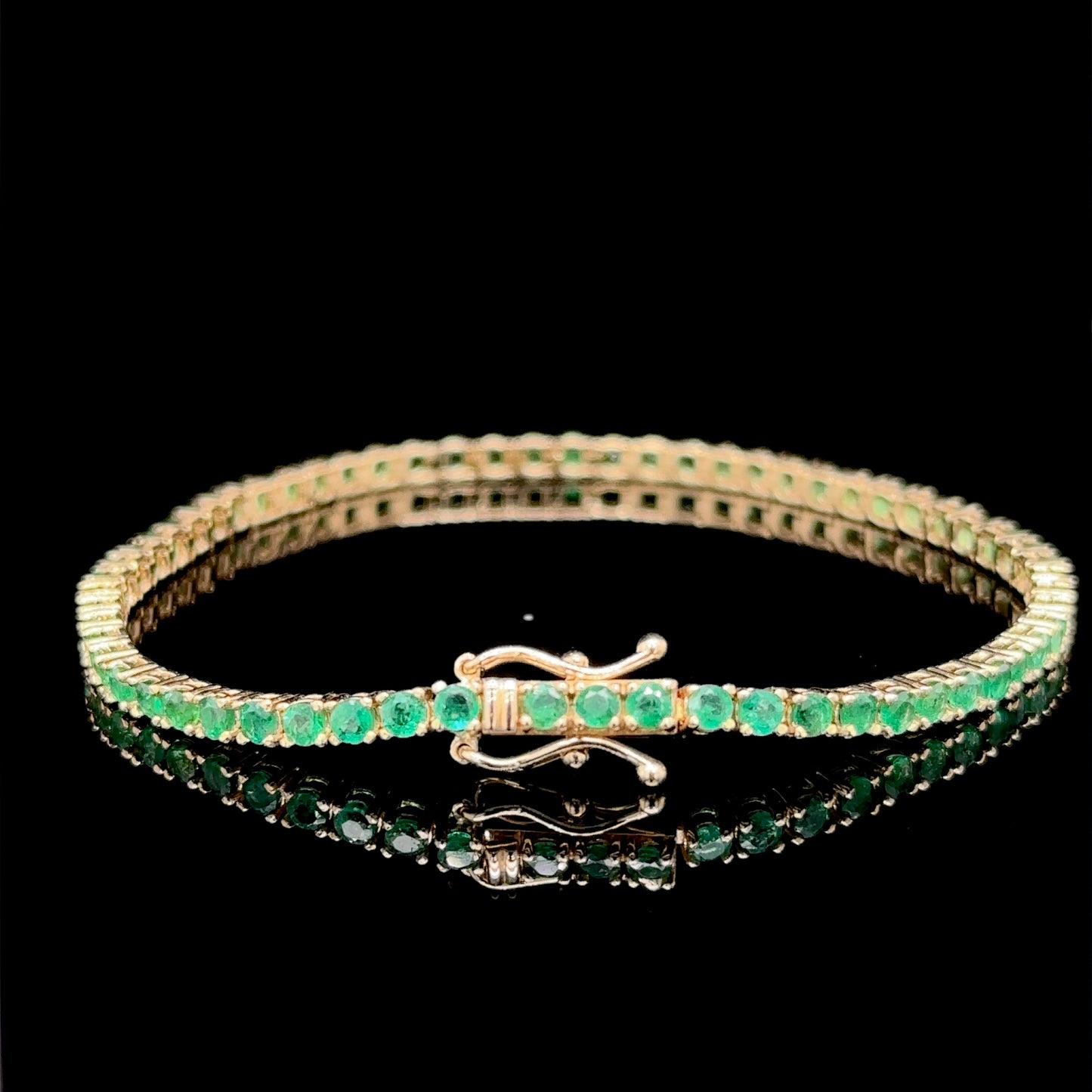 4 Carat Emerald Tennis Bracelet - 14k Yellow Gold