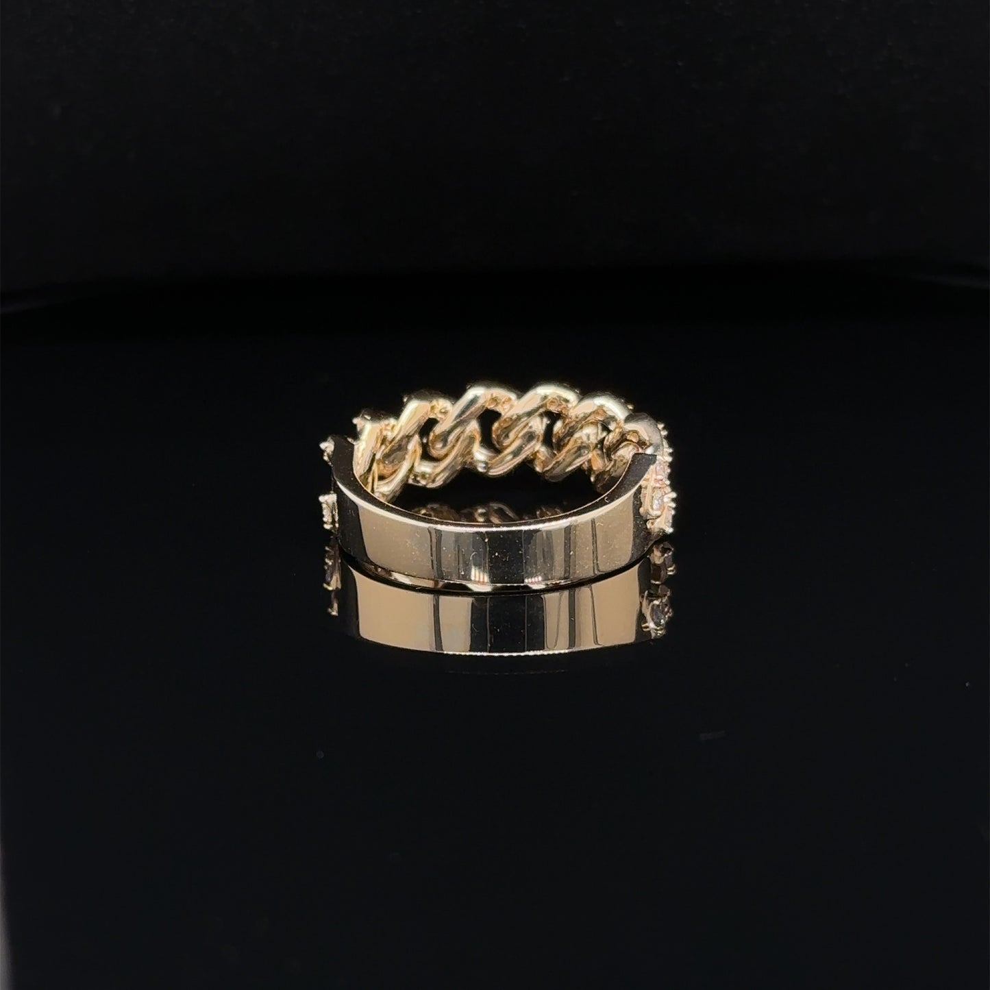 Cuban Diamond Ring - 14k Yellow Gold