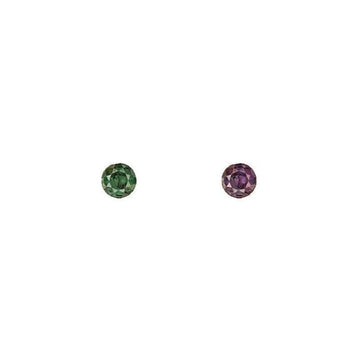 0.11-carat round alexandrite gemstones, blue-green and purple (pair)