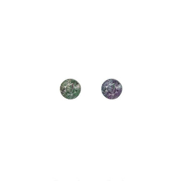 Round alexandrite gemstone, green and purple color-shift pair, no setting
