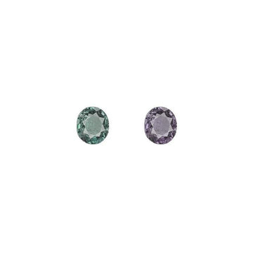 Round alexandrite gemstones, green and purple