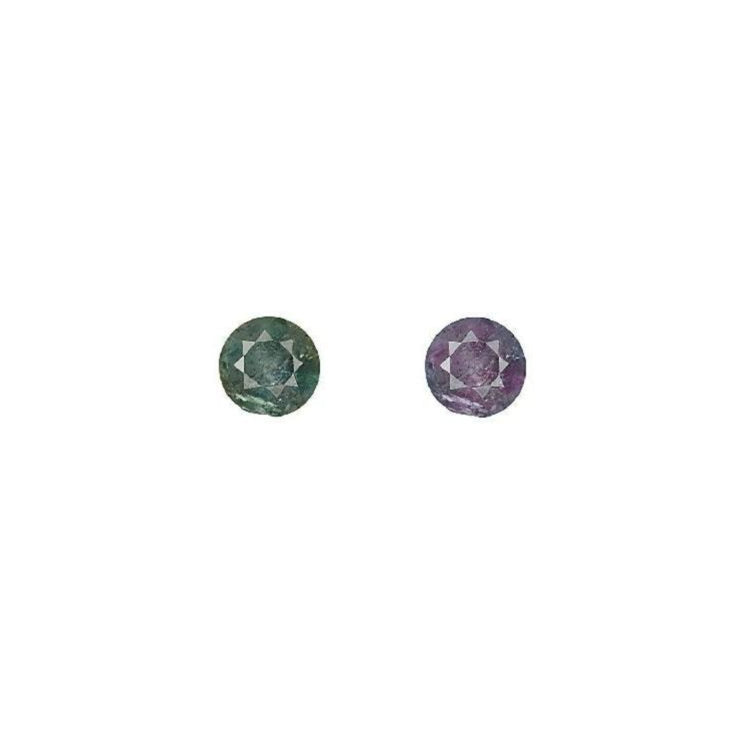 Round alexandrite gemstone, blue-green to purple color-changing, loose stone