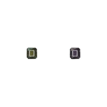 0.19-carat Alexandrite gemstone, octagonal step-cut, green and purple tones (pair)