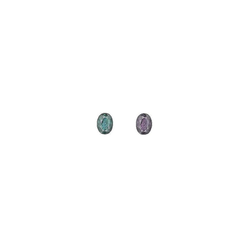 0.21 carat alexandrite gemstone pair, oval cut, teal and purple