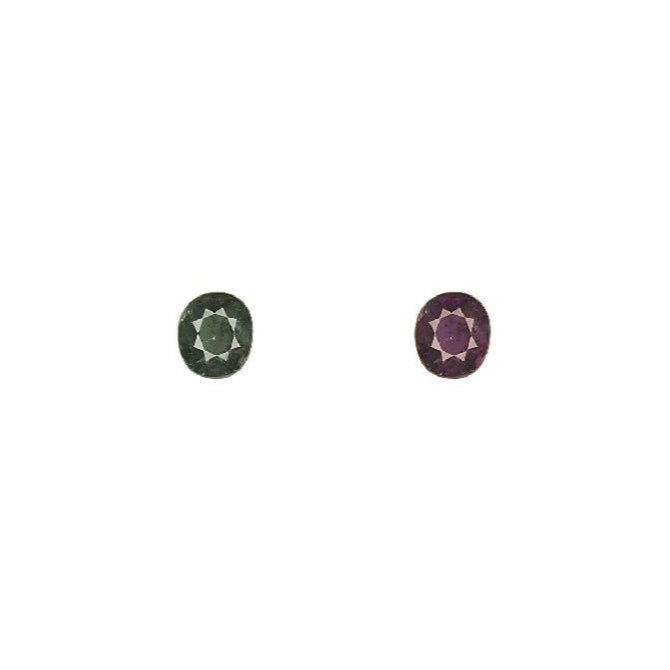 0.24-carat round alexandrite gemstones, dark green and purple