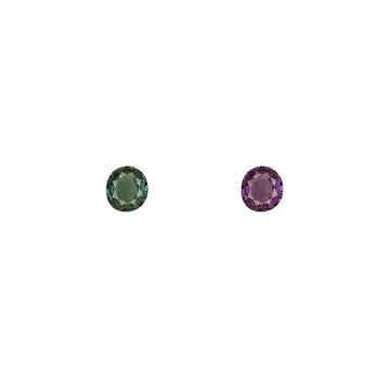 Round alexandrite gemstone pair, dark green and purple color-change