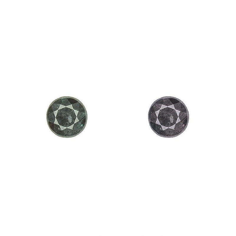 Round alexandrite gemstone pair, dark green to purple, faceted 0.25 ct