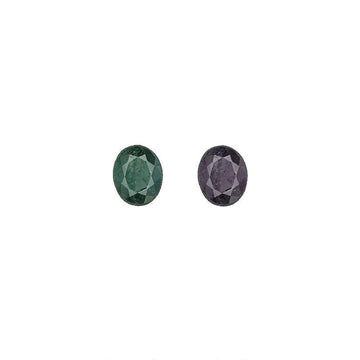 Round alexandrite gemstone, green-to-purple color-changing pair