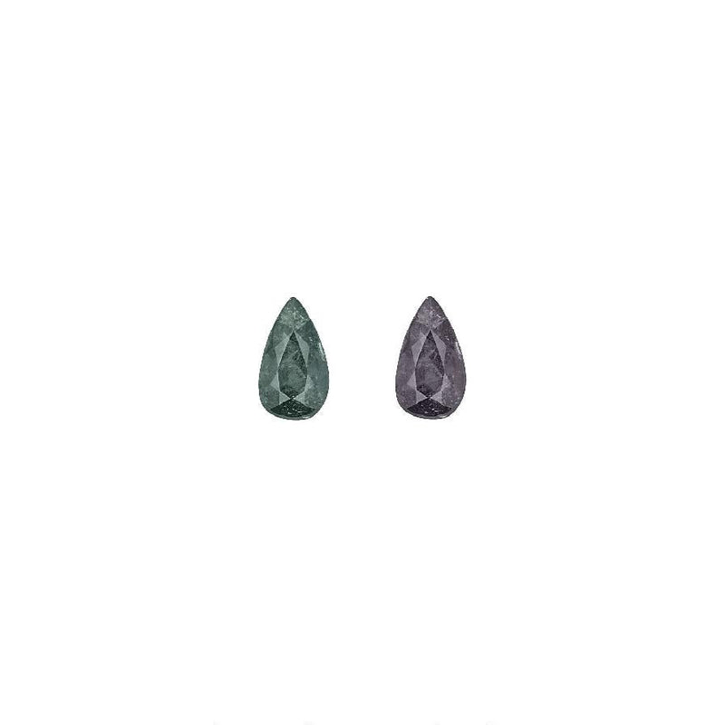 0.27-ct pear-cut alexandrite gemstones, green and purple color change