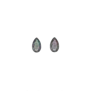Pear-cut alexandrite stud earrings with teal-to-purple color change stones