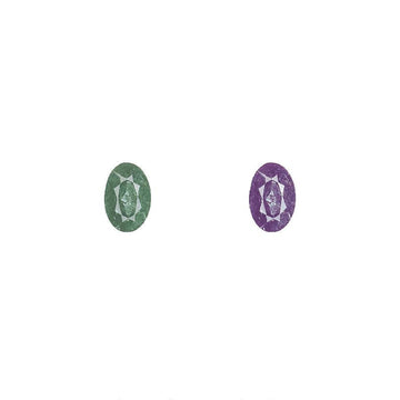 Oval alexandrite gemstone, dark green to reddish purple, pair view