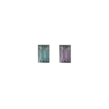 Alexandrite gemstone, rectangular cut pair in teal and purple tones, 0.34 ct