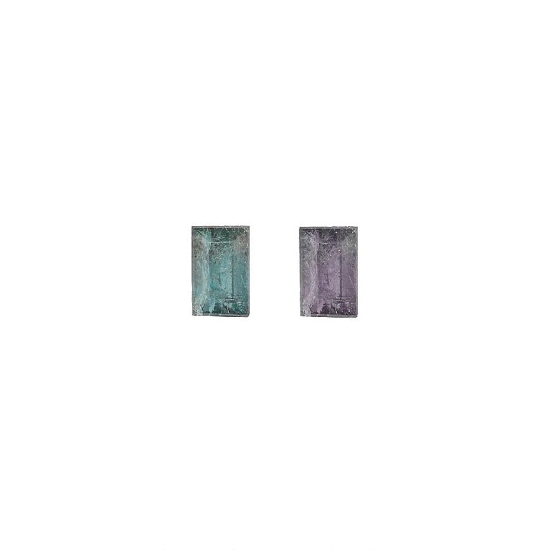 Alexandrite gemstone, rectangular cut pair in teal and purple tones, 0.34 ct