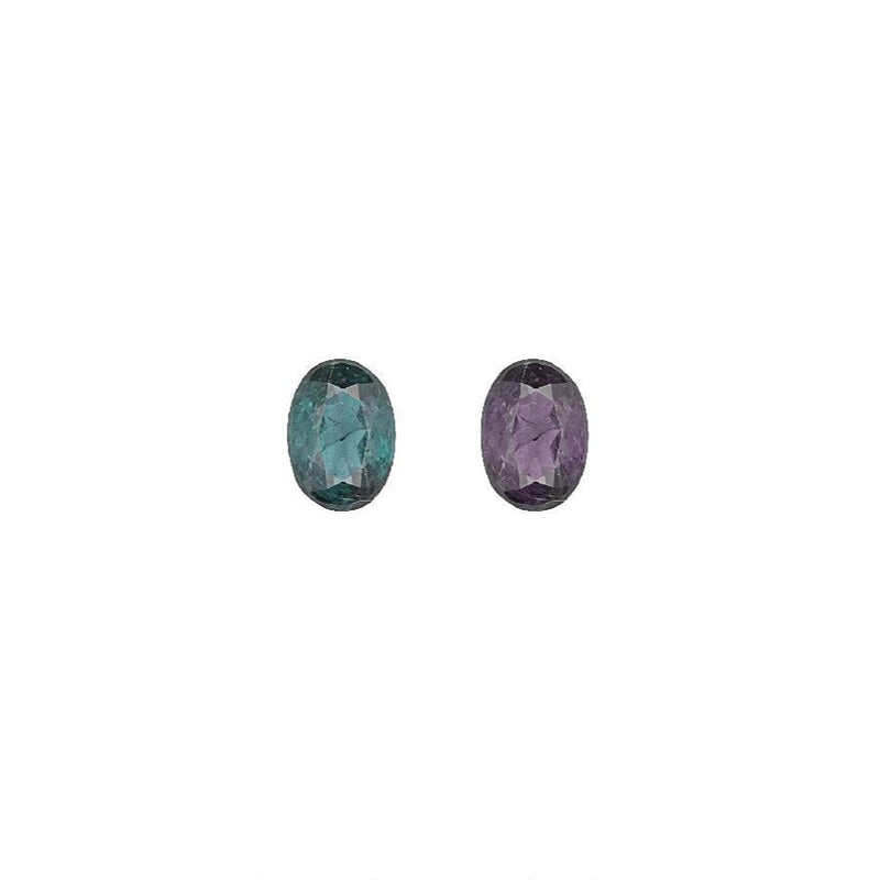 Oval alexandrite gemstones, green-blue and purple, 0.34 ct