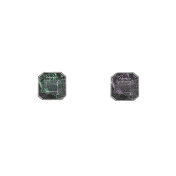 Loose alexandrite gemstone, dark blue-green and purple octagonal cut, two views