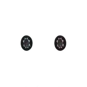 Oval alexandrite gemstone studs in dark green with purple tint