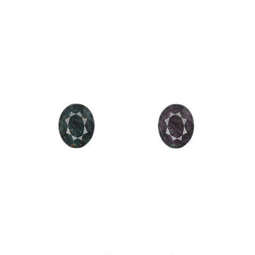 Oval alexandrite gemstone pair, dark green-purple with faceted oval cut