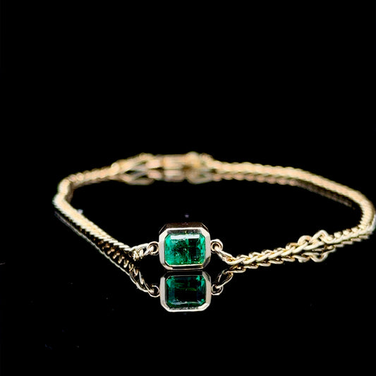 0.40 Carat Colombian Emerald Bezel Bracelet