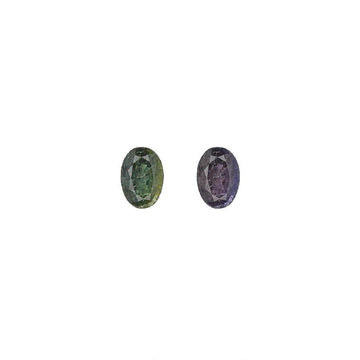 0.49 ct oval alexandrite gemstone pair, dark green and purple color shift
