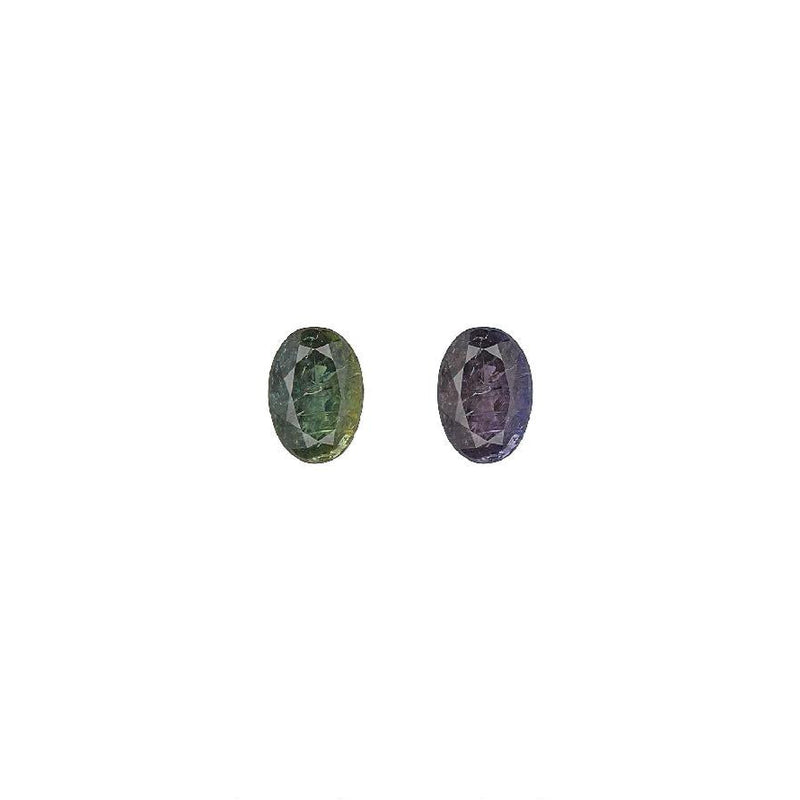 0.49 ct oval alexandrite gemstone pair, dark green and purple color shift