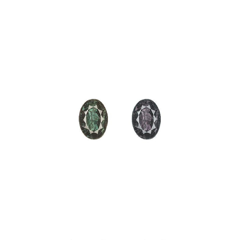 Pair of oval alexandrite gemstones, 0.54 ct total, green-to-purple color shift