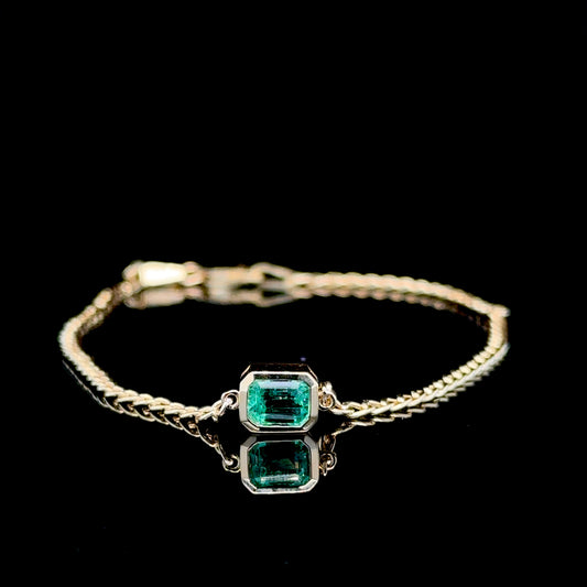0.60 Carat Colombian Emerald Bezel Bracelet