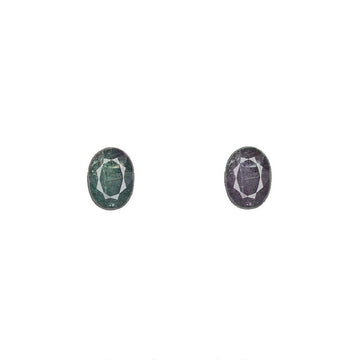 Oval alexandrite gemstones, green-to-purple color shift, two stones