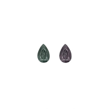 Alexandrite gemstone pair, pear-cut, two colors: greenish and reddish purple