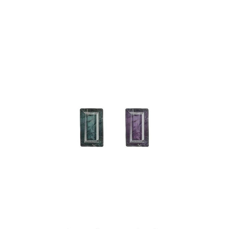 0.76-carat rectangular alexandrite gemstone, green-to-purple color change