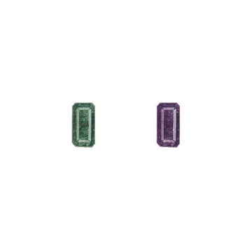 Pair of alexandrite gemstones, emerald-cut, green and purple
