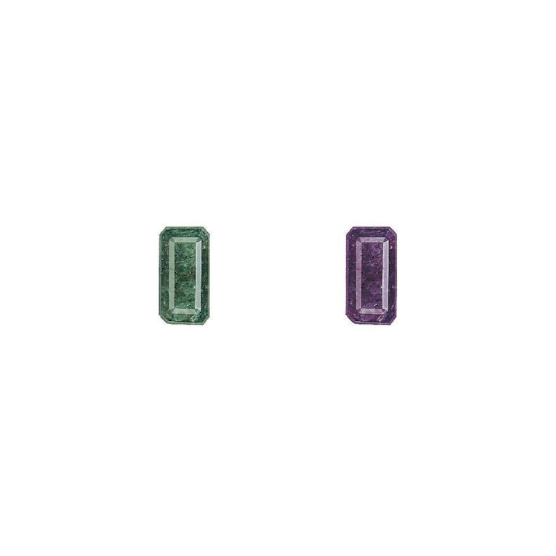 Pair of alexandrite gemstones, emerald-cut, green and purple