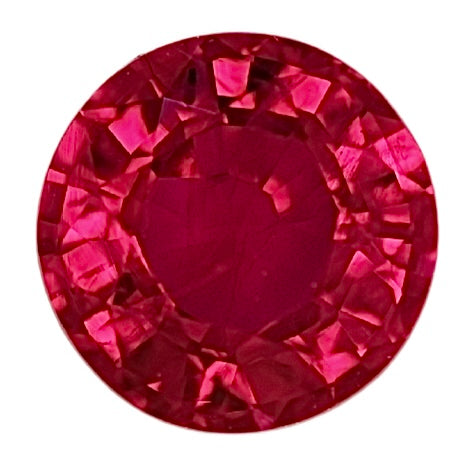 Round deep red ruby gemstone, GIA, brilliant faceted cut