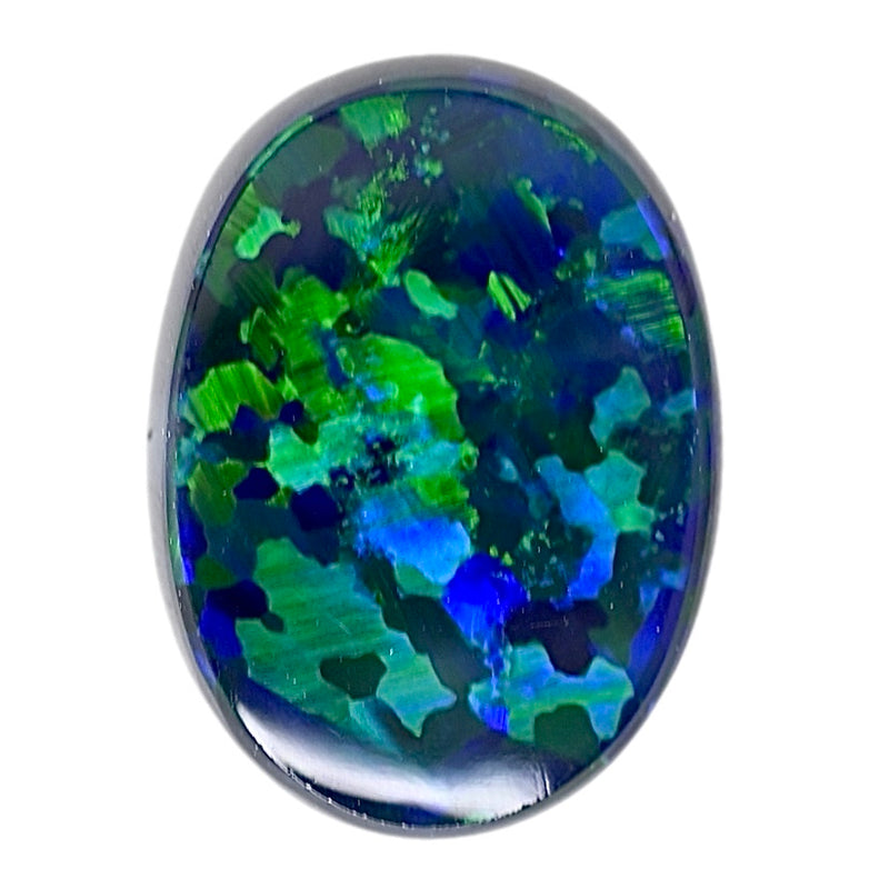 Oval Australian opal cabochon, blue-green iridescence, 2.79 ct