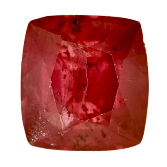 Ruby gemstone in square cushion cut, faceted red stone