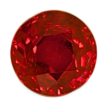 Ruby gemstone, round faceted 3.03-carat deep red, GIA-labeled