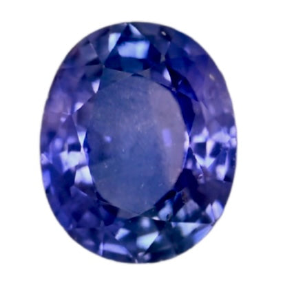 Oval-cut purple sapphire gemstone with faceted brilliance